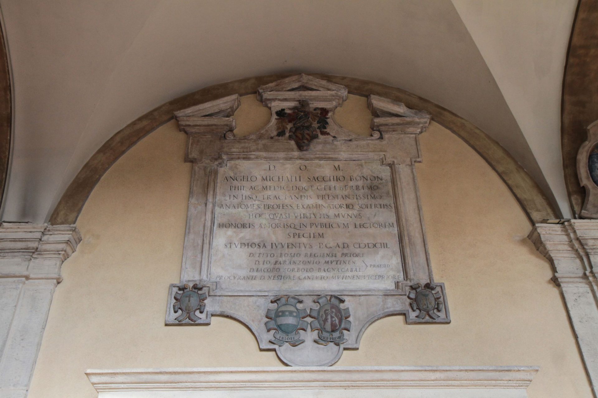 Angelo Michele Sacchi's memorial tablet, Palazzo Archiginnasio, Bologna (1).JPG